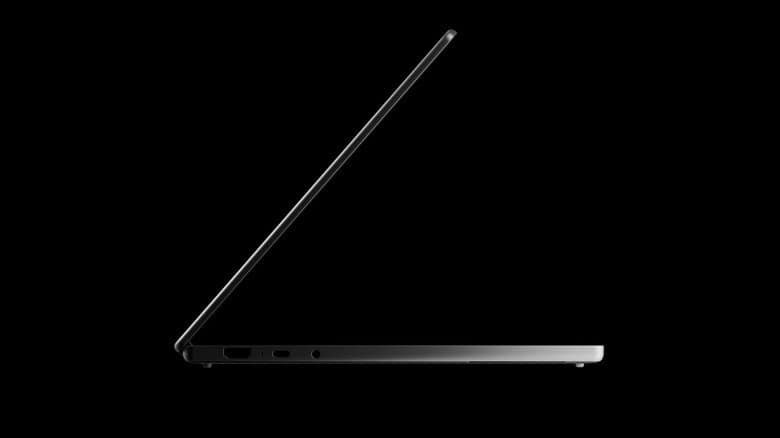 A side view of one of the launch Googlebook laptops.