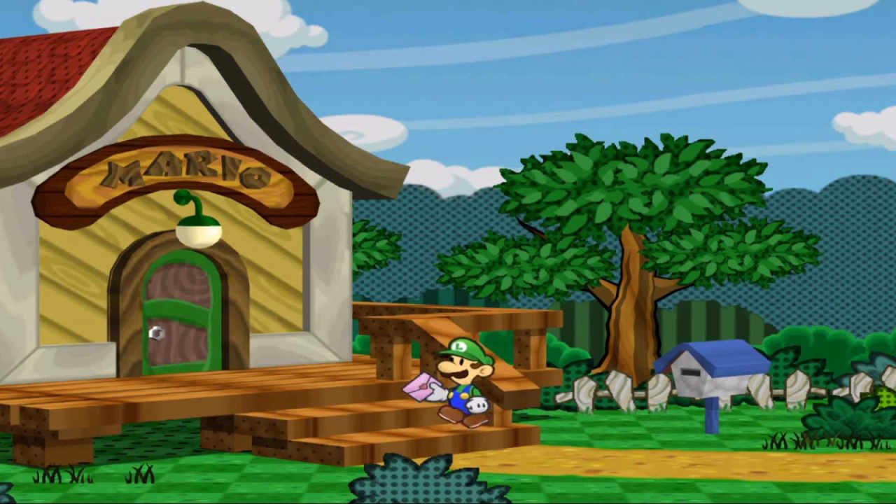 Luigi delivering a letter to Mario in Paper Mario: The Thousand-Year Door.