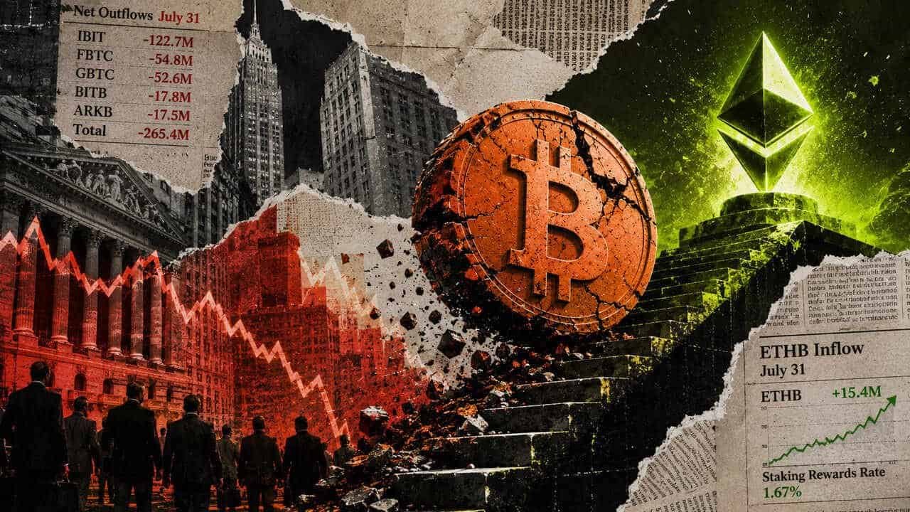 Bitcoin ETFs just bled $265M in a brutal 24 hours, and Ethereum's supposed rescue is another BlackRock illusion