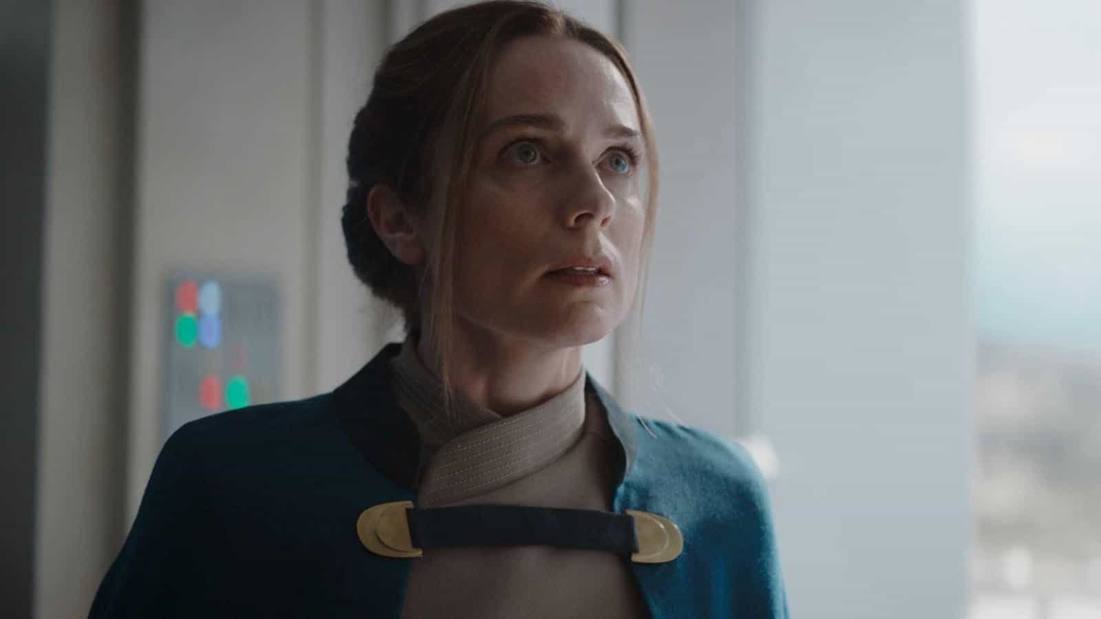 Kerry Condon as Fara looking up in Star Wars Skeleton Crew