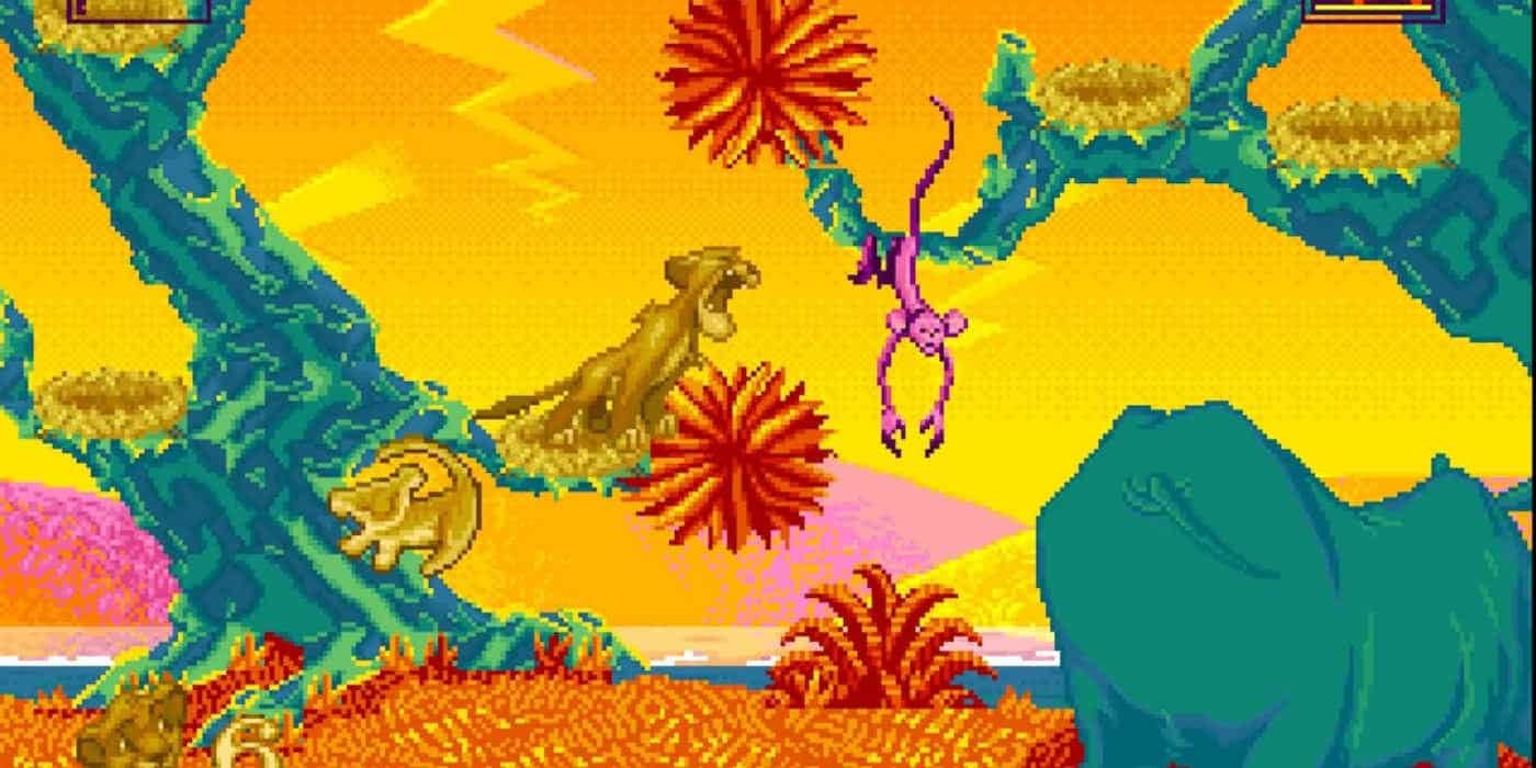 Simba tries to solve the monkey puzzle from the Lion King Game