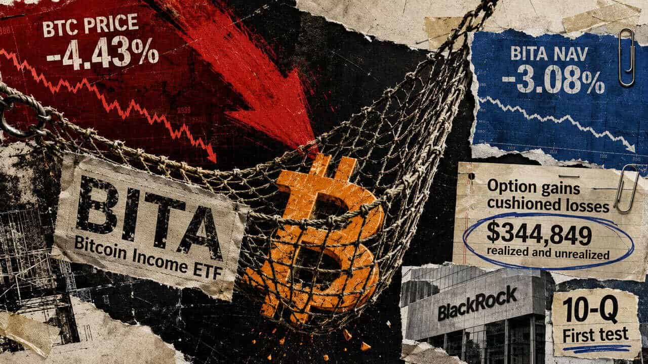 Trump meets Coinbase, Ripple and crypto leaders as CLARITY odds hit 10% Bitcoin is caught in a BITA safety net as BTC falls 4.43%, with option gains helping limit the ETF’s NAV decline to 3.08%.