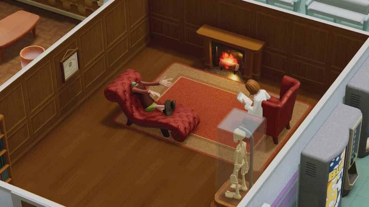 A patient with a shrunken head in Two Point Hospital