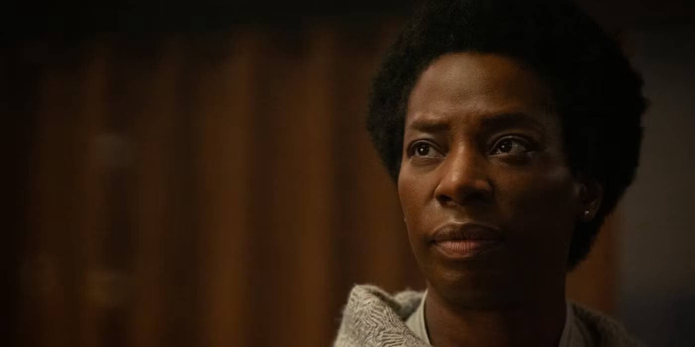 Judge Meadows (Tanya Moodie) looking offscreen in Silo season 2