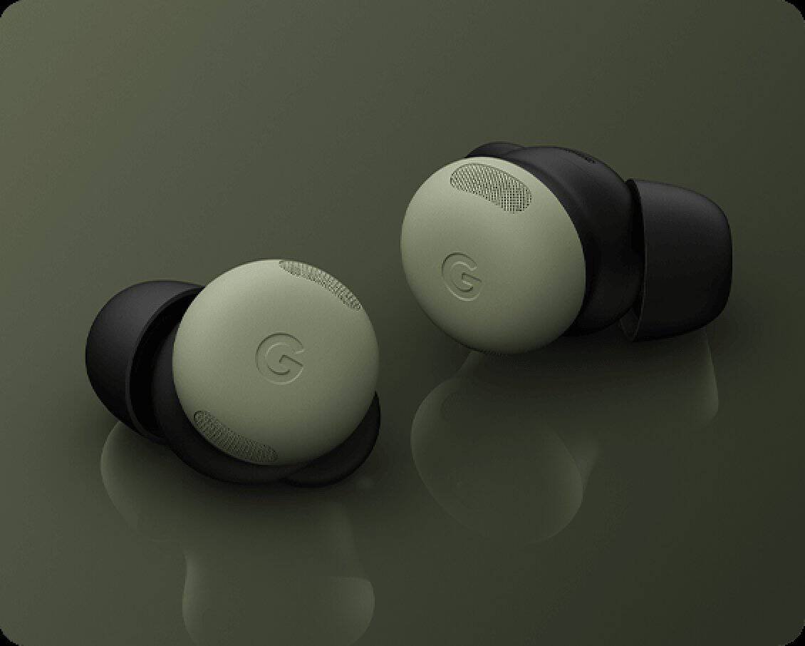 A leaked marketing render of new Pixel Buds.