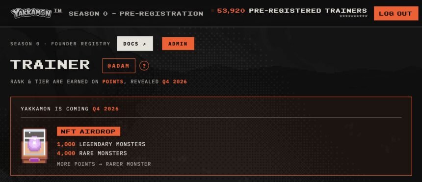 Yakkamon pre-registration hits 53,920 with early access capped at 100,000 trainers