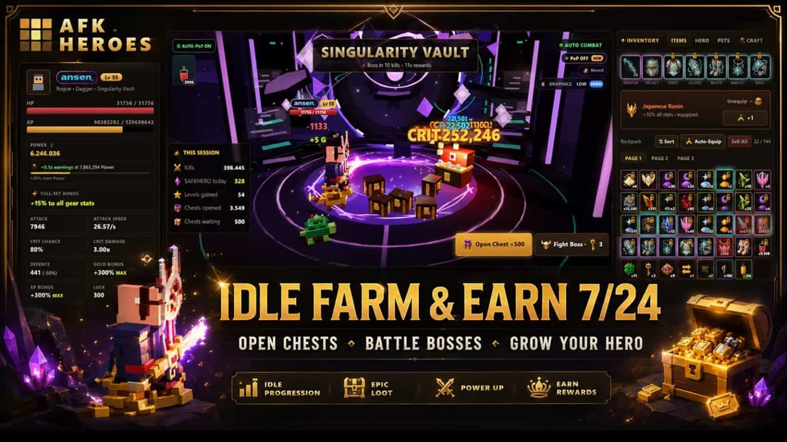 AFK Heroes | Idle RPG gameplay screenshot 2 – Auto Battler crypto game on Solana