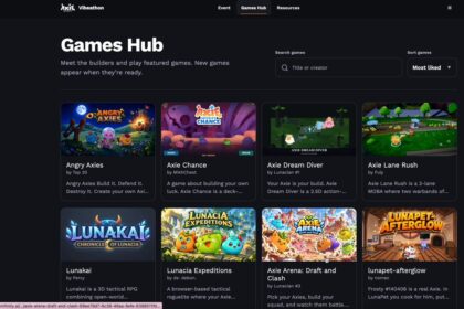 Axie Infinity puts first batch of Vibeathon games live in Games Hub
