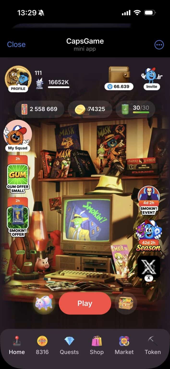 CapsGame gameplay screenshot 1 – Collectible crypto game on Solana