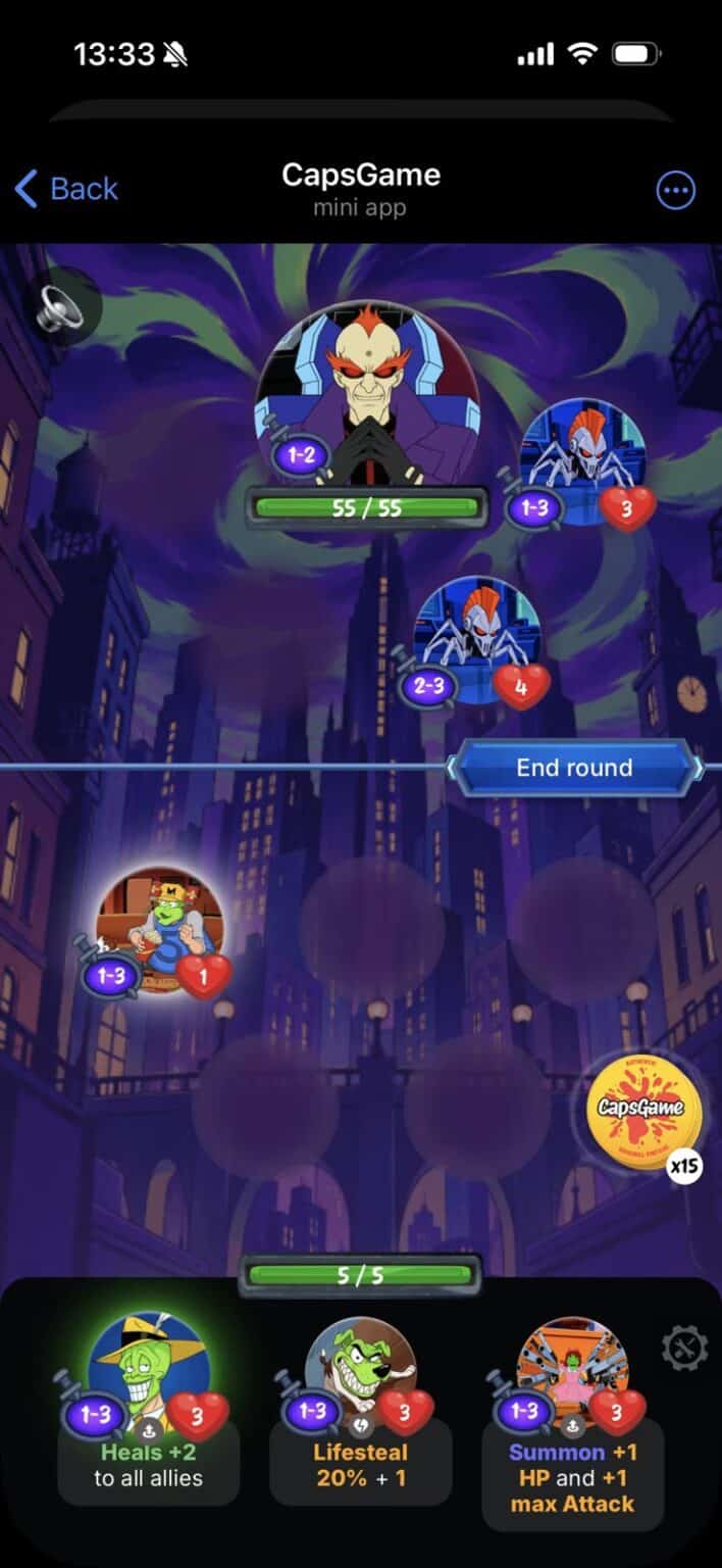 CapsGame gameplay screenshot 5 – Collectible crypto game on Solana
