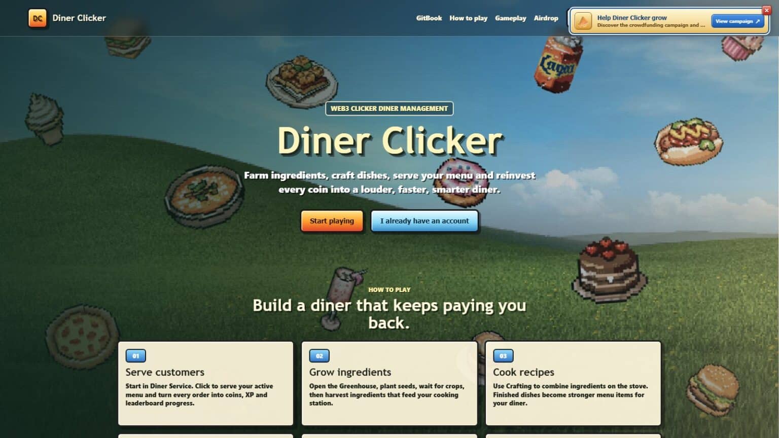 Diner Clicker gameplay screenshot 1 – Casual crypto game