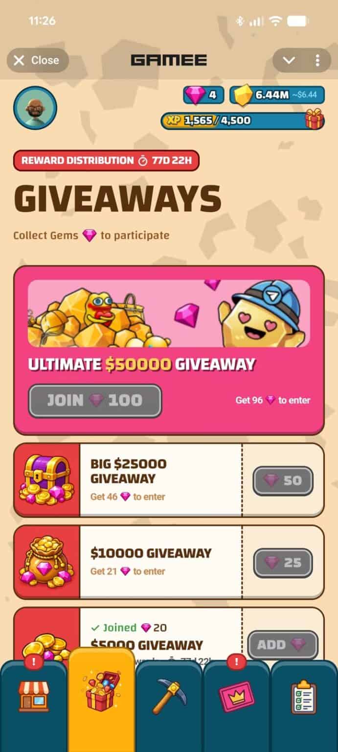 Gold fest gameplay screenshot 4 – Adventure crypto game on TON
