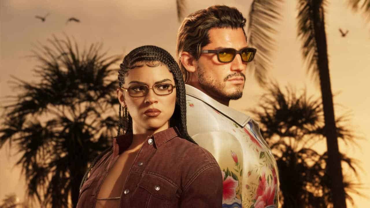 Lucia and Jason from Grand Theft Auto 6 pose next to each other.