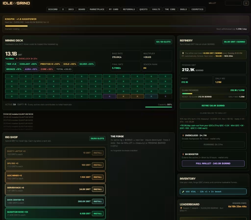 Idle Grind gameplay screenshot 1 – Casual crypto game on Robinhood