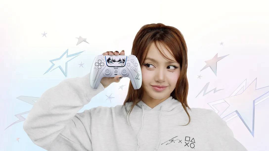 Image shows Lisa with the Lisa Limited Edition DualSense controller