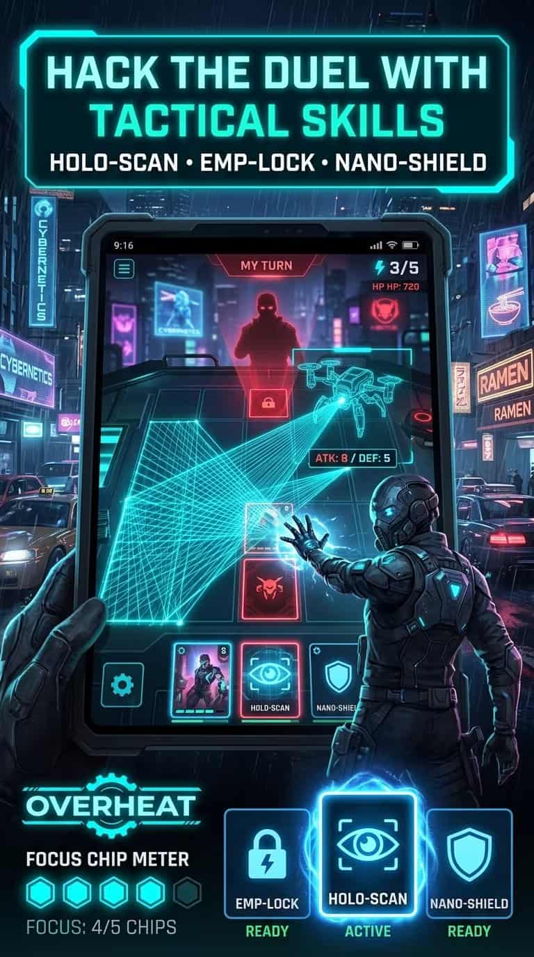 OVERHEAT: Cyber Tactics gameplay screenshot 3 – Card crypto game on BNB Chain
