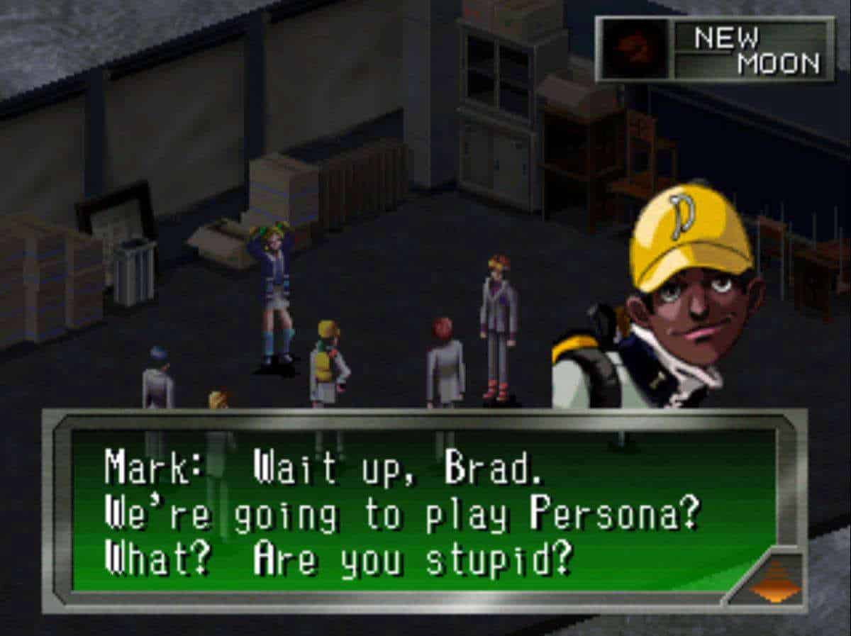 Persona screenshot - Mark asks Brad if he is stupid for wanting to play Persona