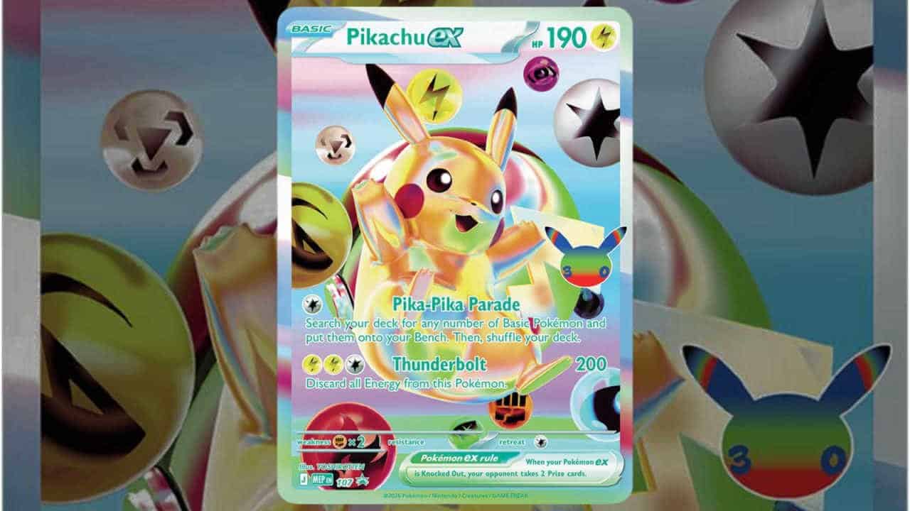 Pikachu ex promo card 107 from the pokemon 30th collection