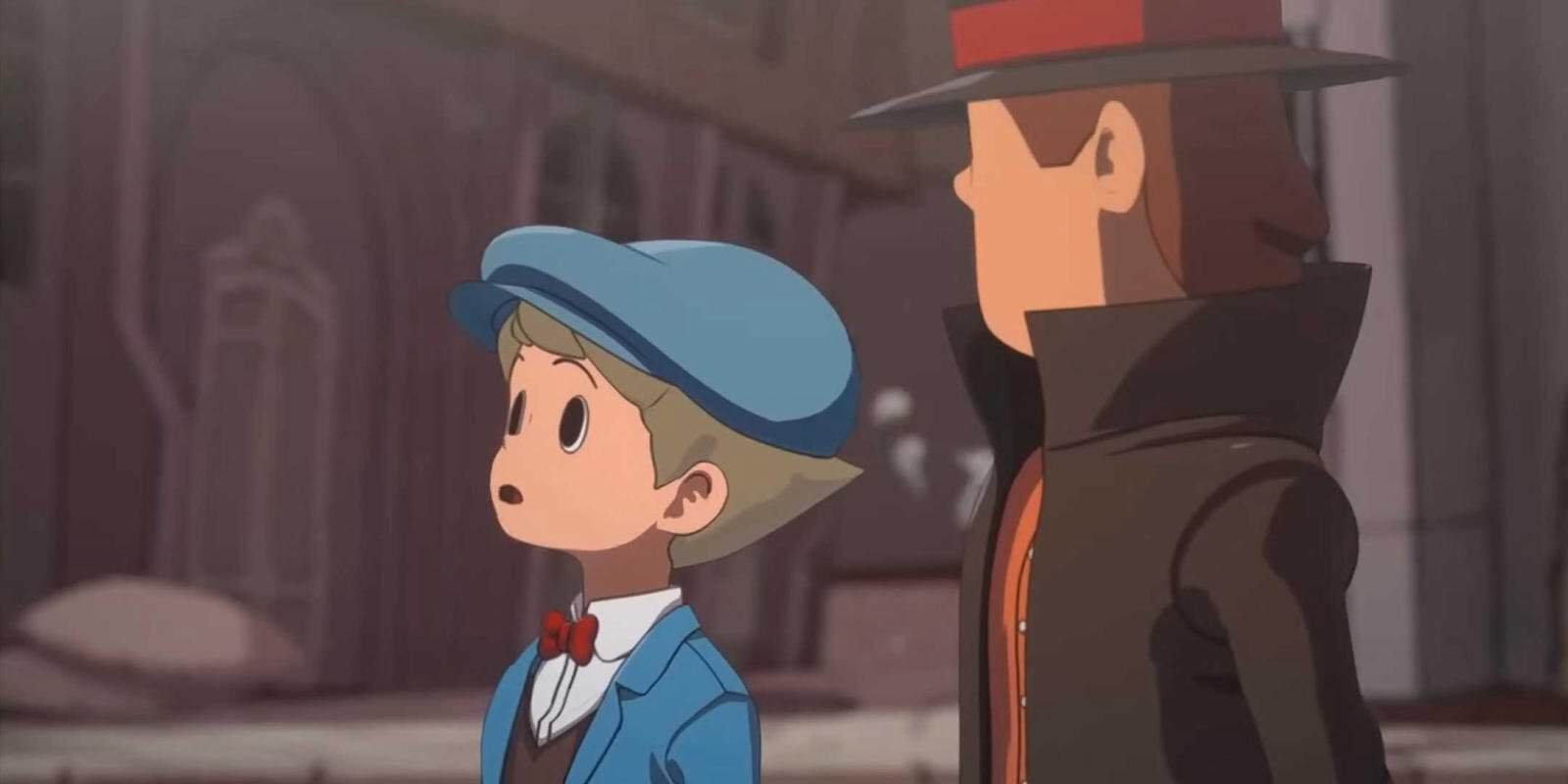 Luke Triton and Professor Layton in conversation in New World of Steam.