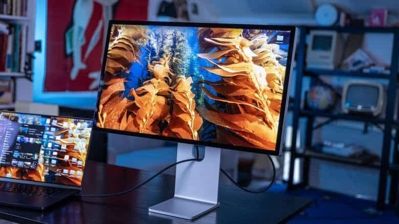 The Apple Studio Display XDR used with a MacBook.