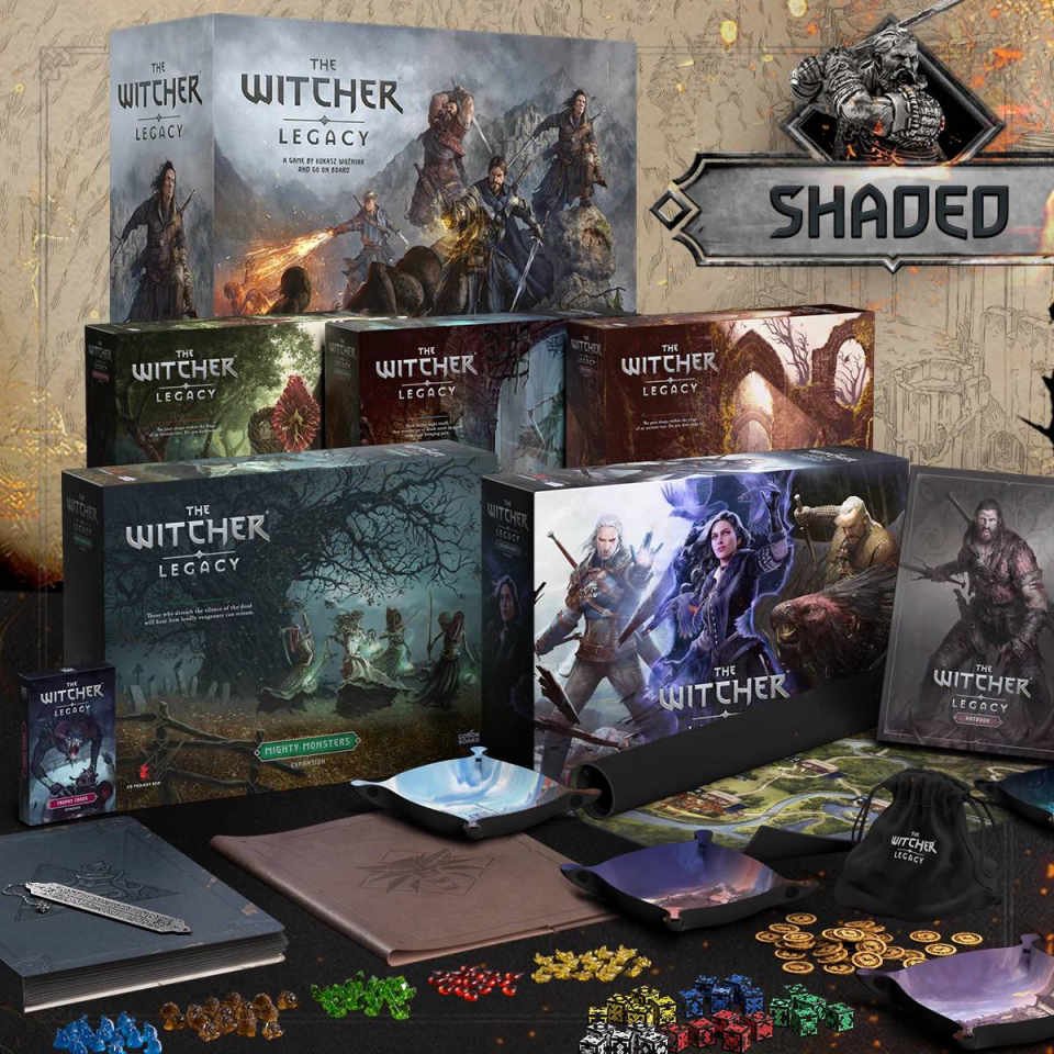 Image shows the components of The Witcher: Legacy
