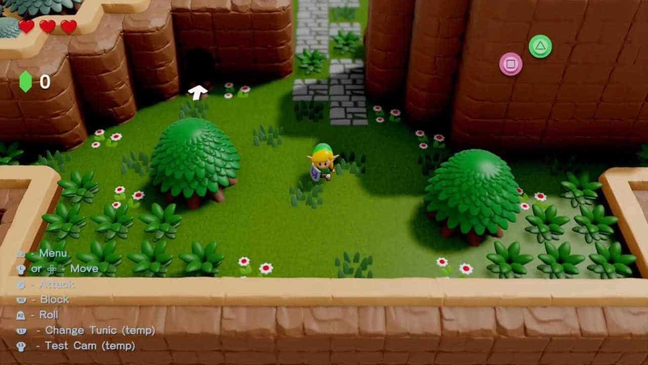 Link running around the overworld in The Legend of Zelda NES remake.