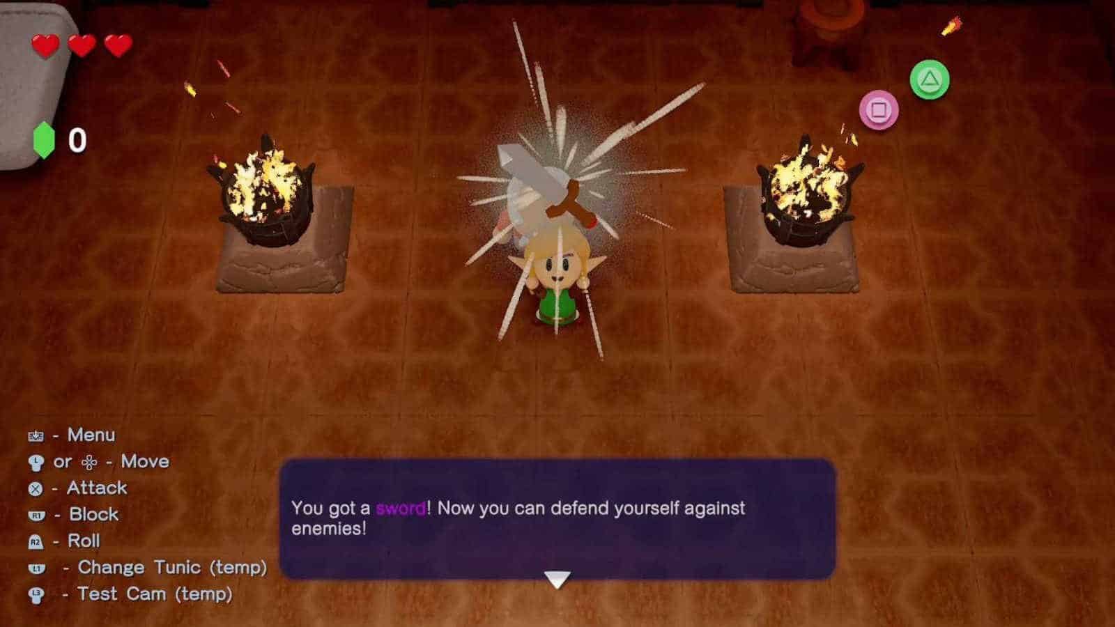 Link getting a sword in The Legend of Zelda remake.