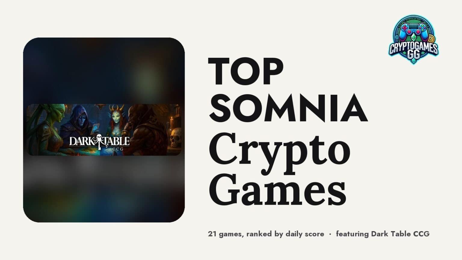 Top Somnia Crypto Games — hero image featuring Dark Table CCG