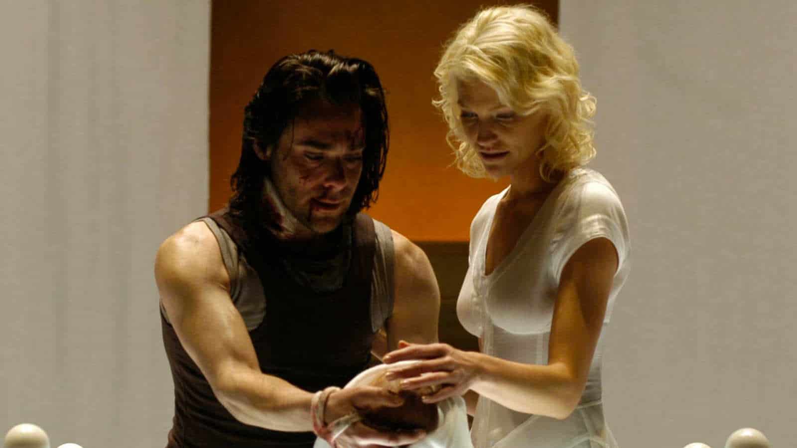 James Callis and Tricia Helfer in Battlestar Galactica
