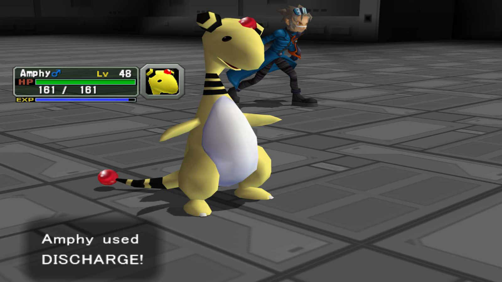 Wes and Amphy fighting in Pokemon Grand Colosseum.