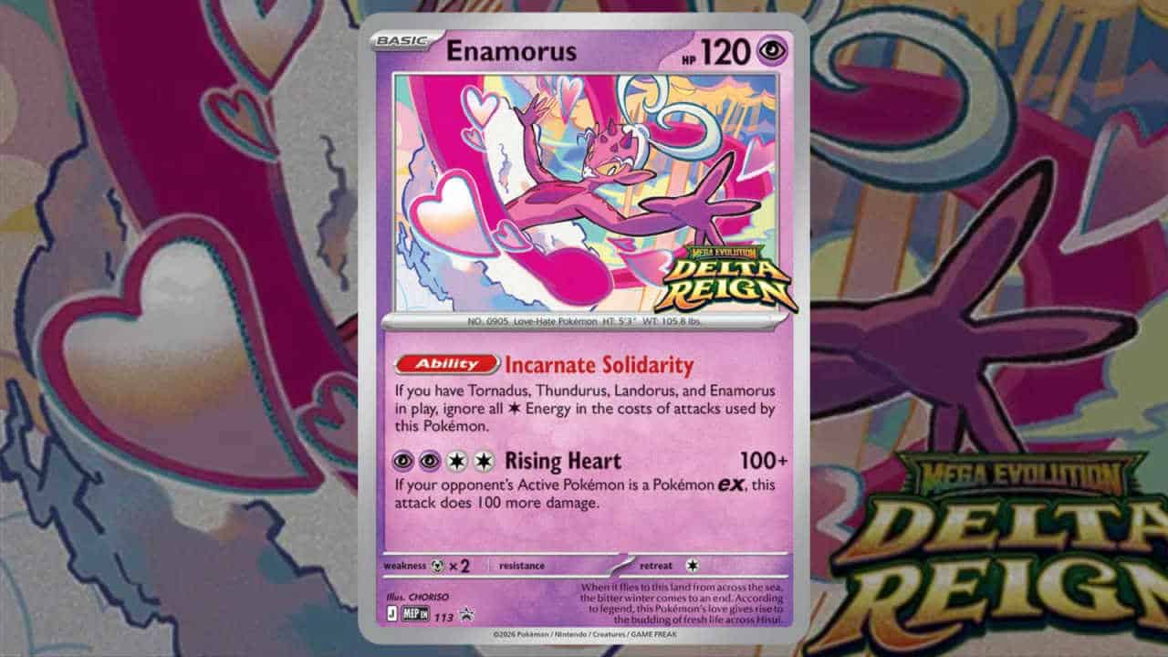 Enamorus promo card for Pokemon TCG Delta Reign