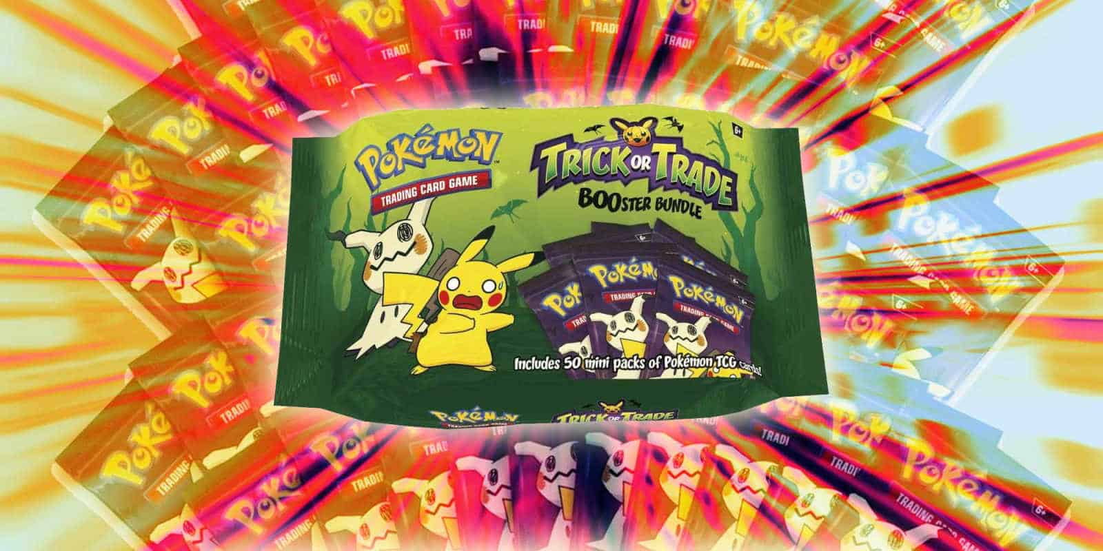 Pokémon TCG Trick or Trade BOOster Bundle 2023 pack in a kaleidoscopic view.